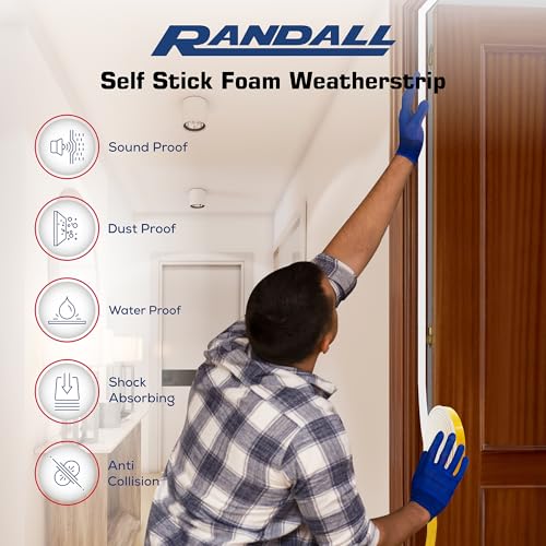 Weather Stripping Foam Tape, 17 Ft Door Seal Strip, EVA Material, High Density 1/4" Thick, No Residue Adhesive, Weatherproof Door Seal Strip for Sliding Door, Windows, White (3/8" Wide) - size: 3/8" Wide