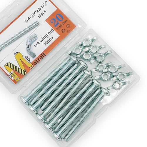 20Pack 1/4"-20 x2-1/2 Screw Bolts and Wing Nut Kit 10pcs Machine Screws with Round Head Phillips 10pcs Butterfly Hand Twist Tighten Nut Zinc Plated Hardware Fitting Fastenings Assortment Kit - size: Silver 20 Pack 1/4"-20 x2-1/2"