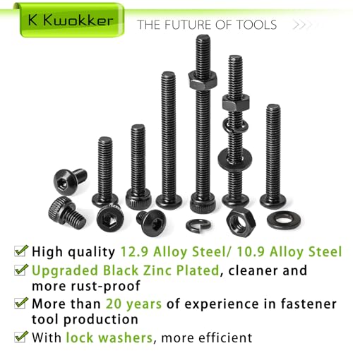 M3 Hex Socket & Button Head Bolt & Nut Assortment Kit, 2540Pcs - size: E. M3
