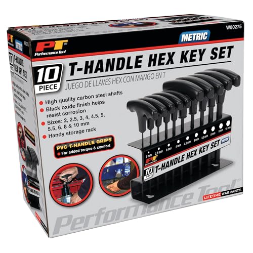 Performance Tool W80275 10-Piece Metric T-Handle Hex Key Set - size: 10 Pieces, style: 10pc Metric T-Handle Hex Key Set