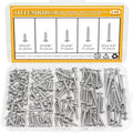 148 Pieces #7 x 1/2" 5/8" 3/4" 1" 1-1/4" Wood Screws Set, Phillips Pan Head #7 Self-Tapping Screws Assortment Kit, 304 Stainless Steel - size: #7, style: Phillips Pan Head