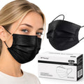 Disposable Face Masks 100 Pack, 3-Ply Breathable Masks with Soft Comfortable Earloops, Adjustable Nose Clip for Office, Travel, School & Public Use, Black - color: Black