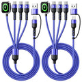4 IN 2 Multi Charging Cable with 3 USB-C/iWatch Charger, Travel Essentials - color: Purple, size: 2Pack 5FT