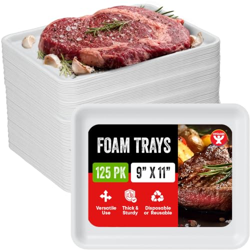 Hygloss White Foam Trays for Food & Crafts, 9 x 11 Inch, Pack of 125 - color: White, size: 9 x 11-Inch, style: 125 Pieces