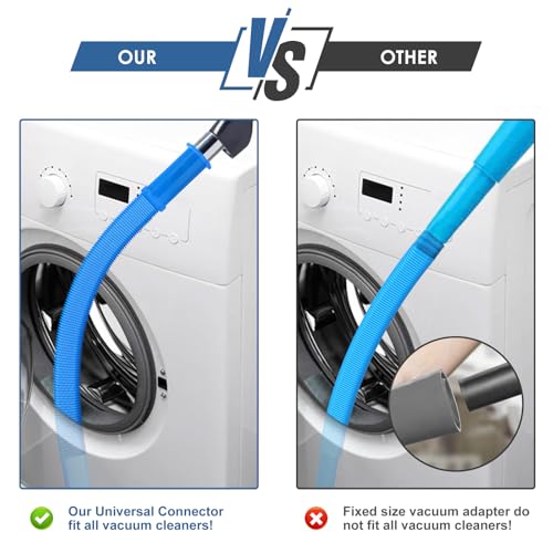 2Pcs Dryer Vent Cleaner Kit, Lint Brush & Universal Vacuum Hose Blue | Universal Flexible Hose Without Whistling Noise | Reach Deep Traps - Remove Hidden Lint, Speed Drying & Reduce Fire Risk - color: Blue