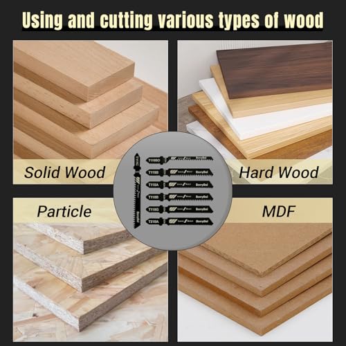 48PCS T-Shank Jigsaw Blades,6-21TPI 14-Size Jig Saw Blades for Wood and Metal Cutting,with Plastic Storage Box,Includes T144D T101B T118A T111C T244D Models
