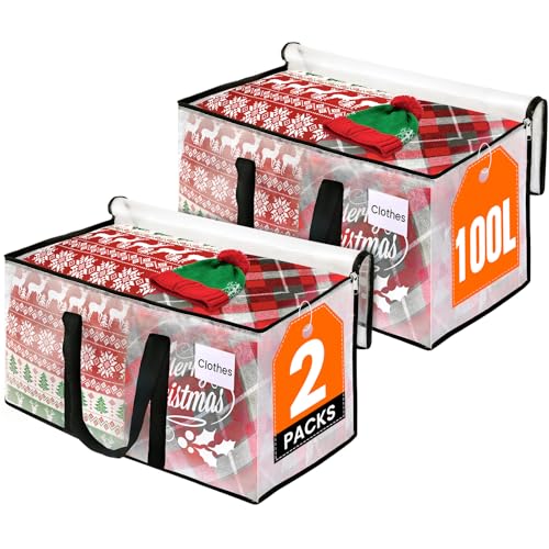 RoomHacks Moving Bags, Heavy Duty Large Storage Bags, 100L, 2 Pack, Clear - size: 100L- 2Packs