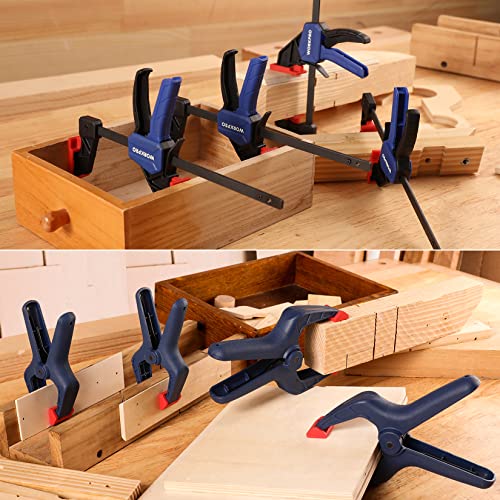 WORKPRO 8-Piece Bar Clamps, 4-Pack 4-1/2" Mini Bar Clamps & 4 Spring Clamps - color: Blue, size: 8-Pack 4-1/2" Bar Clamps and Spring Clamps