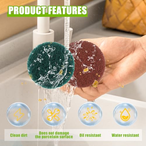 5 Inch Scrub Drill Brush Power Scouring Pads Household Cleaning Set for Kitchen Bathroom 4 Red Pads 4 Green Pads 1 Drill Attachment and 1 Universal Shaft