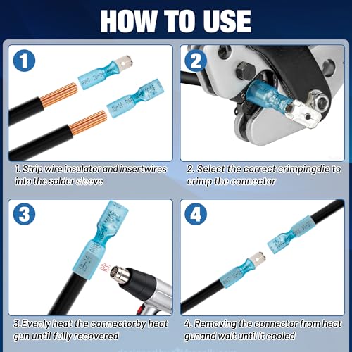380PCS Heat Shrink Male and Female Spade Connectors Kit - Male & Female Blade/Spade Wire Terminals,AWG 22-10 Waterproof Electrical Terminals,for Marine Wiring/Electrical Projects