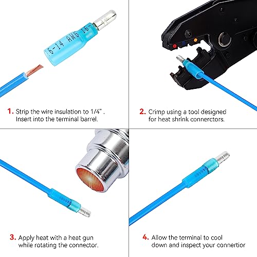 HKS 240PCS/120 Pairs Heat Shrink Bullet Connectors Kit – 22-10 AWG Male & Female Wire Terminals – Tinned Copper Crimp Connectors – Insulated Waterproof – for Automotive, Marine & Electrical Wiring - size: 10-22 AWG, style: Male&Female Bullet-240 pcs