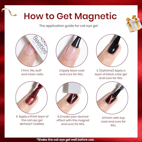 Beetles Fall Cat Eye Gel Nail Polish Set, 6 Colors Glitter Gel Polish Kit - color: 0-0-Brilliant Velvet