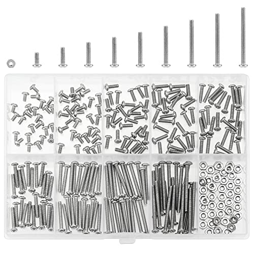 HELIFOUNER 240 Pieces #2-56 Phillips Pan Head Machine Screws Nuts Assortment Kit, Coarse Thread, Fully Machine Threaded, 304 Stainless Steel - size: #2-56, style: Phillips Pan Head