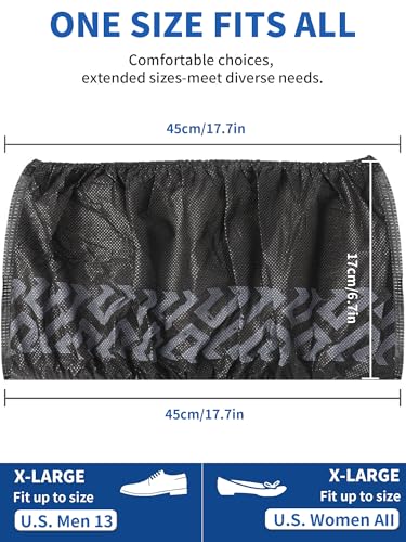 X-Large Shoe Covers Disposable Non-Slip, Non-Woven Fabric Boot Covers, Stretchable Fits Up to Size 13 US Men (Black, 50 Pack) - color: Black, size: 50 Pack
