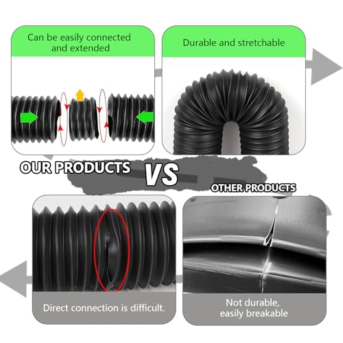 Rain Gutter Downspout Extensions, Flexible Drain Downspout Extender Drain Pipe Connector from 20 to 59 Inches with Screws for Most Residential (White)