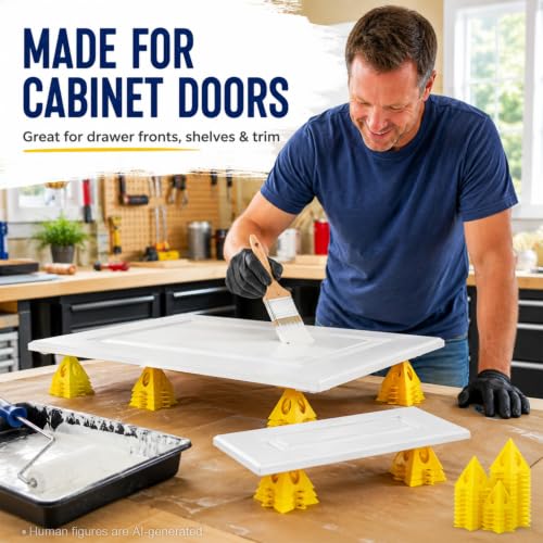 KATA 36PCS Painter's Pyramids, Paint Stands for Cabinet Doors & Woodworking - color: 36PC Painter's Pyramids Yellow