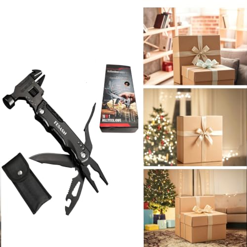 Adjustable Wrench Multitool Hammer, 16 in 1 | Pocket Multi Tool Pliers, Stainless Steel, Survival Camping Multi Tool, Home DIY & Everyday Use - style: Adjustable Wrench