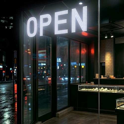 LED Open Signs for Business, 30"x10" Remote Control Dimmable Hanging Kit - color: Ultra Cool White, size: 30" x 10"