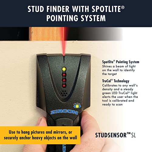 Zircon Stud Sensor SL, Metal And Wood Stud Finder, Edge Finding Wall Scanner, 3/4-Inch Depth With SpotLite Pointing System