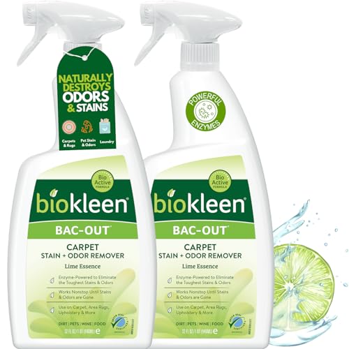 Biokleen Bac-Out Enzyme Cleaner Spray and Stain & Odor Remover for Pet Stains, Laundry, Diapers, Wine, Carpets, & More, Eco-Friendly, Non-Toxic, Lime Scent, 32 Ounces (Pack of 2) - size: 32 Fl Oz (Pack of 2)