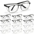12 Pack Safety Glasses Goggles Anti-Fog Protective Eyewear - color: Black + Transparent