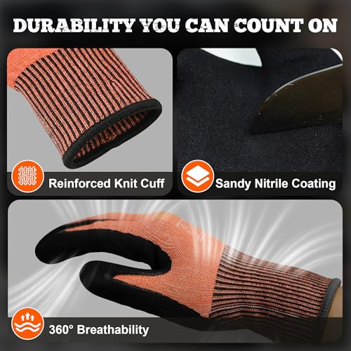TitanFlex A5 Cut Resistant Work Gloves, Extreme Protection, Sandy Nitrile - size: X-Large