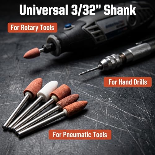100 Pcs 3/32" Shank Aluminum Oxide Grinding Stone Sets