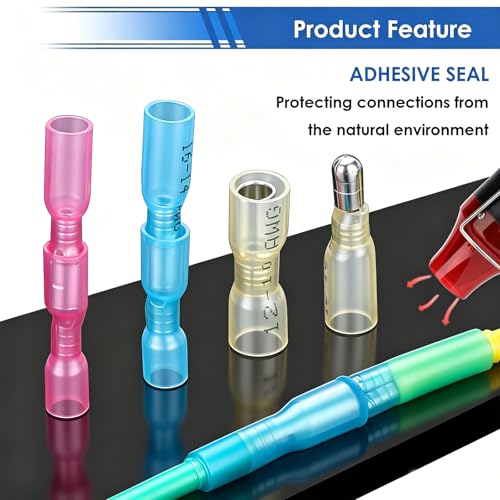 smseace 110PCS Heat Shrink Bullet Connectors Assortment Kit 22-10AWG Waterproof Bullet connectors Heat Shrink Female&Male Terminal for Automotive Boat Stereo Industrial Equipment - size: 110Pcs