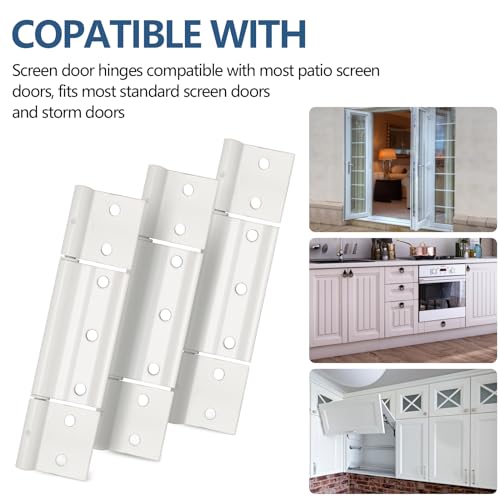 Replacement for Screen Doors Hinge fits for White Aluminum 1/8 in Larson Grooved Center Screen/Storm Door Hinge, Extruded Aluminum Door Hinge Kit Compatible with Most Screen Doors - White 3 Pack
