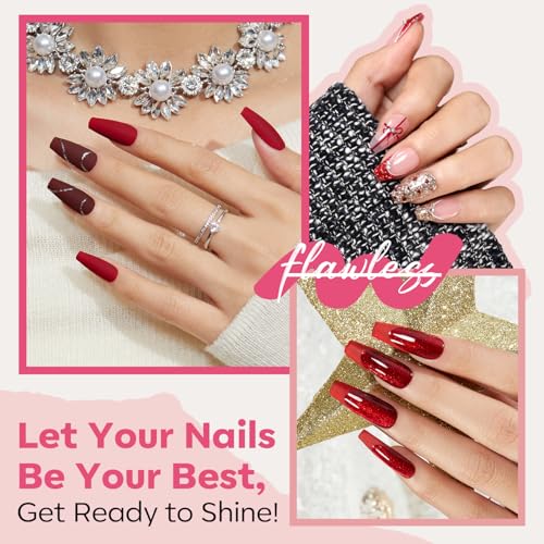 modelones Quick Dry Nail Polish Set, 6 Colors Red Nude Gold Glitter - color: A3 Red Glitter