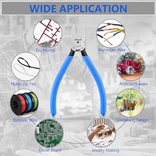Wire Cutters Flush Cutters for Jewelry Making, Ultra-Sharp Side Cutters, CR-V Diagonal Cutters for Crafting, Flush Cut Pliers for Soft Copper Wire, Floral, Circuit Board (6" 1Pack) - size: 6" 1Pack