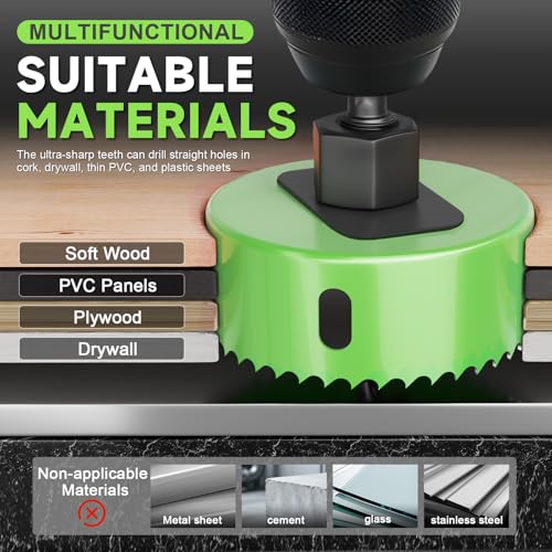 27 Piece Hole Saw Set - High Carbon Steel 19-152mm (3/4" to 6") Blades for Drywall, Softwood, Plastic, and PVC; Professional Grade with Instant Support - size: 27PCS(3/4" to 6"/19-152mm )