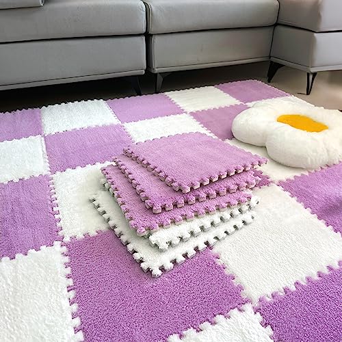 12pcs Tiled Puzzle Play Mats, White - color: White