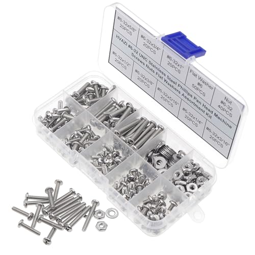 #6-32 UNC 304 Stainless Steel Phillips Pan Head Screw Nut Washer Kit - size: #6-32UNC
