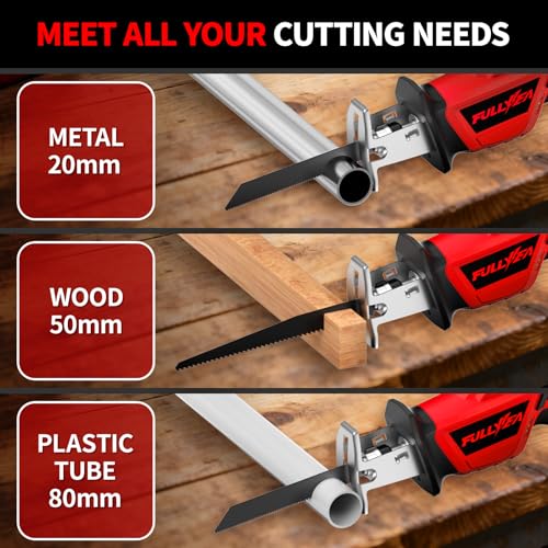 FULLYEA Reciprocating Saw Cordless, 3500SPM Variable Speed, 2x2.0Ah Battery