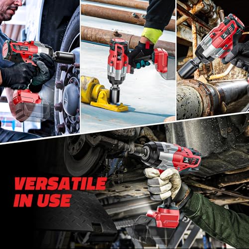 Cerycose Cordless Impact Wrench 1/2 inch Compatible with Milwaukee 18V Battery: 1700FT-LBS High Torque Impact Wrench with 6 Sockets & Case, Brushless Electric Impact Gun with LED Work Light, Bare Tool - size: 1/2inch, style: Fit for Milwaukee（include 6 So