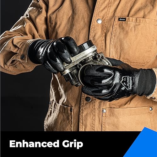 toolant Waterproof Winter Work Gloves, Double Nitrile Oil Resistant Grip - color: Black, size: Medium (Pack of 1)