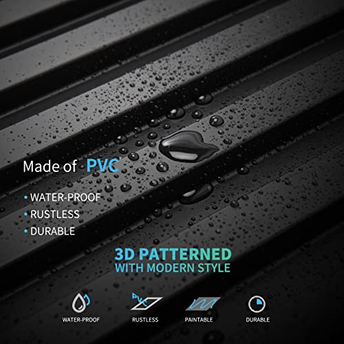 Art3d 3D Fluted Textured Slat Wall Panels, 19.7 x 19.7 in, 12-Pack, Black | PVC, Waterproof, Scratch Proof, Wipeable, Break-Proof, Ideal for Home, Office and Commercial Spaces - color: Square - Black, size: 19.7 x 19.7in.