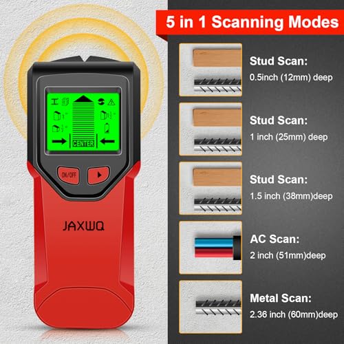 Stud Finder Wall Scanner - 5 in 1 Stud Finder Tool w/Smart Chip and HD LCD Display, Stud Detector Beam Finders for the Center and Edge of Wood AC Wire Metal Studs Joist Pipe (Cherry) - color: Cherry