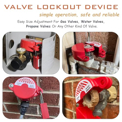 Gate Valve Lockout and Safety Padlock,1Set, Hose Bib Lock for Outdoor Faucet Knob/Water Spigot/Propane Tank,1 to 2-1/2 in Dia Valve Handles,Secure Lock Device for Outside Garden Valve - size: 1 Pack with Padlock