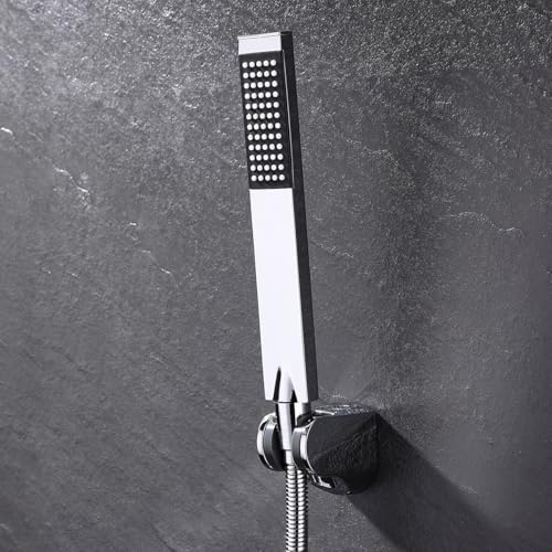 KES Brass Shower Head HandHeld Shower Wand, 1.5-Meter Long Hose Square - color: Polished Chrome