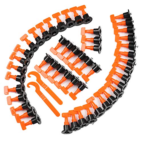 Tile Leveling System Kit Reusable 50pcs Tile Leveler Spacers with 2 Special Wrenches Plastic Flat Ceramic Tile Adjuster Floor Wall Building Tools - color: Non-replaceable Steel Needle