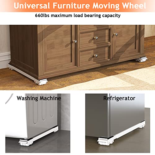 Ronlap Furniture Washing Machine Dolly Extendable Appliance Rollers, White - color: White
