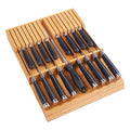 Utoplike In-drawer Knife Block Bamboo Kitchen Knives Drawer Organizer Large - color: Natural, size: 16 Holder