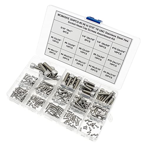 #2-56#4-40#6-32#8-32#10-24 1/4"-20 5/16"-18 UNC 304 Stainless Steel Socket Head Cap Screws Assortment Kit
