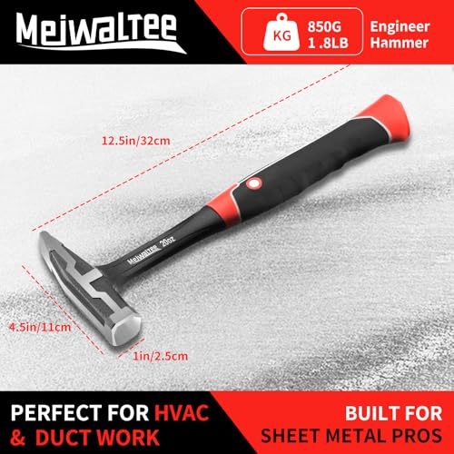 20 oz One-piece Forged Engineer Hammer, Sheet Metal Hammer 850g, Non-slip Rubber Grip For Construction, Gardening, Home Improvement - style: 20 oz Engineer Hammer