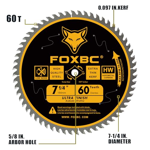 FOXBC 7-1/4 inch Circular Saw Blade 24T 40T 60 Tooth Combo Pack, Finish Wood Cutting with 5/8" Arbor, Diamond Knockout