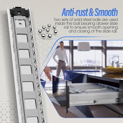 1 Pair Full Extension Drawer Slides 10 inch Heavy Duty Rails - color: Silver, size: 10 Inch