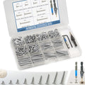 235PCS Flat Head Phillips Wood Screws Assortment Kit, 304 Stainless Steel Self-Tapping Screw with Adjustable Wood Countersink (SS304 M4.2) - size: SS304 M4.2