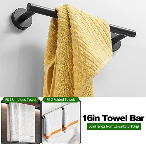 5pcs Bathroom Hardware Set, Matte Black Bathroom Hardware Set, Including 16" Hand Towel Bars, Toilet Paper Holders, Towel Rings, Robe Towel Hooks - color: 5pcs 16" Matte Black
